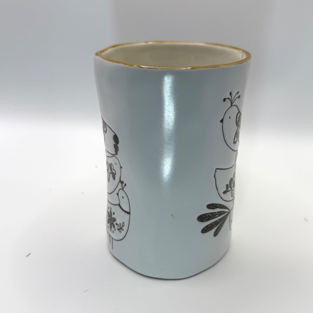 Cute Stonewear Stacked Birds Mug Light Blue Ceramic Coffee Tea Cup - Picture 2 of 6